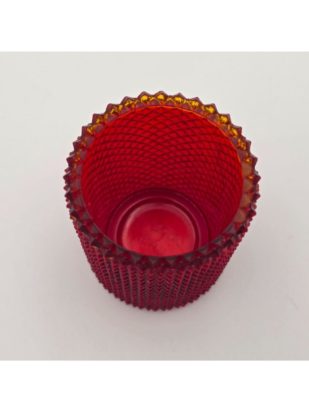 Faroy Red Diamond Point Glass Votive Candle Holder USA Made 2.75" - Picture 4 of 10